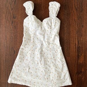 LPA Polka Dot White Linen Mini Dress in a Women's Size Small